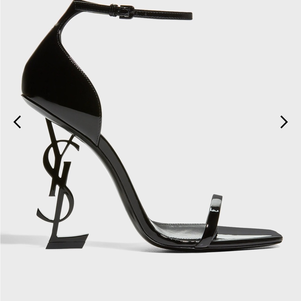 SAINT LAURENT Opyum YSL Logo-Heel Sandals with Black Hardware